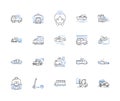 Conveying services line icons collection. Shipping, Delivery, Transportation, Logistics, Dispatch, Freight, Distribution