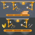 Conveyor banners automation of labor manipulators and robotic Royalty Free Stock Photo