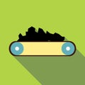 Conveyor belt carrying coal icon, flat style Royalty Free Stock Photo