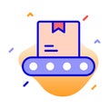 Conveyor belt, logistics, package, box fully editable vector icon