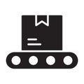Conveyor belt, logistics, package, box fully editable vector icon