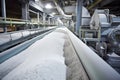 conveyor belt moving white cement inside a plant Royalty Free Stock Photo
