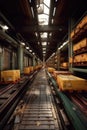conveyor belt with packages in a warehouse Royalty Free Stock Photo