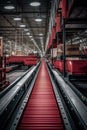 conveyor belt system moving packages in warehouse Royalty Free Stock Photo
