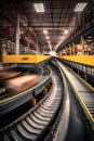 conveyor belt system moving packages in warehouse Royalty Free Stock Photo
