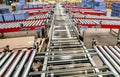 conveyor belts inside a logistics warehouse