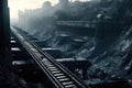 Conveyor Belts Transporting Coal Through Processing Plant. Generative AI