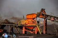 Conveyor driving machine that spreads coal dust