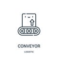 conveyor icon vector from logistic collection. Thin line conveyor outline icon vector illustration Royalty Free Stock Photo