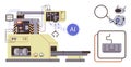 Automated AI-powered Machine Learning Factory with Robotic Inspection and Data Processing Royalty Free Stock Photo