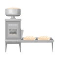 Conveyor Line with Molded Bread as Stage of Bread Production Vector Illustration