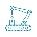 Automation concept. Robotic hand and assembly line icon. Industry 4.0. Royalty Free Stock Photo