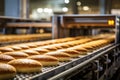 Conveyor technology at work, producing a variety of fresh bread
