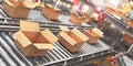 Conveyors with cardboard boxes Royalty Free Stock Photo