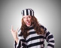 The convict criminal in striped uniform Royalty Free Stock Photo