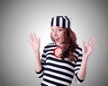 Convict criminal in striped uniform Royalty Free Stock Photo