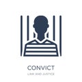 Convict icon. Trendy flat vector Convict icon on white background from law and justice collection Royalty Free Stock Photo