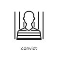 Convict icon. Trendy modern flat linear vector Convict icon on w Royalty Free Stock Photo