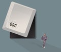A convict in jail stripes runs after escaping the keyboard through the esc key Royalty Free Stock Photo