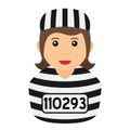 Convict Woman Avatar Flat Icon on White