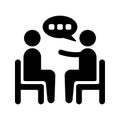 Convince, decode, exhort icon. Black vector graphics