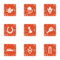 Convivial icons set, grunge style Royalty Free Stock Photo