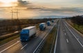 Convoy opf Blue Transportation trucks