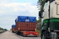 Convoy of Oversize Loads Seen from Overtaking Vehicle