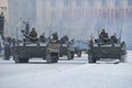 Convoy of Russian infantry fighting vehicles BMP-3. Saint Petersburg