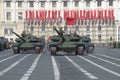 Convoy of Russian tanks. Palace Square, St. Petersburg