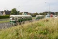 A convoy of vintage buses on the dual carriageway in Bangor returning home following a fun day out