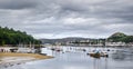 Conway harbour by the side of Conway castle in North Wales. Royalty Free Stock Photo