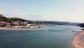 Conwy Morfa Beach in Wales ,UK in the summer. Dron