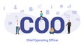 Coo chief operating officer concept with big word or text and team people with modern flat style - vector