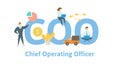 COO, chief operating officer. Concept with keywords, letters and icons. Flat vector illustration. Isolated on white