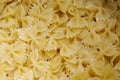 Coocked italian pasta farfalle with oilve oil top view. Texture of Italian pasta macaroni bows farfalle. Carbohydrates food. Royalty Free Stock Photo