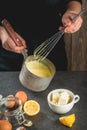 Coocking Hollandaise sauce Royalty Free Stock Photo