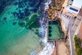Coogee Beach and Ross Jones Pool aerial views Royalty Free Stock Photo
