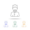 Cook avatar multicoloured icons. Element of profession avatar of for mobile concept and web apps. Thin line icon for website desi Royalty Free Stock Photo