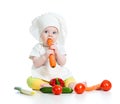 Cook baby eating healthy food Royalty Free Stock Photo