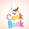 Cook book decorative lettering with chef character