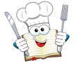 Cook book mascot hat fork and knife isolated Royalty Free Stock Photo