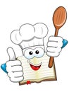 Cook book mascot thumb up wooden spoon isolated Royalty Free Stock Photo