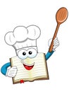 Cook book mascot wooden spoon isolated Royalty Free Stock Photo