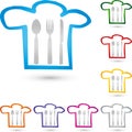 Cook cap and Eat cutlery, restaurant and cook logo