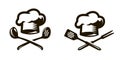 Cook, chef logo or icon. Labels for the menu of restaurant or cafe. Vector symbol