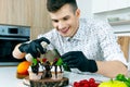 Chef cook man at kitchen Royalty Free Stock Photo