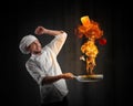 Cook chef with problem in kitchen Royalty Free Stock Photo