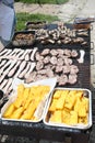 Cook while cooking in a giant grid of an outdoor barbecue for gr