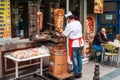 Cook Cutting Meat From a Doner Kebab in Istanbul, Turkey Royalty Free Stock Photo